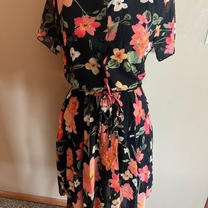 Black floral button dress Sz S